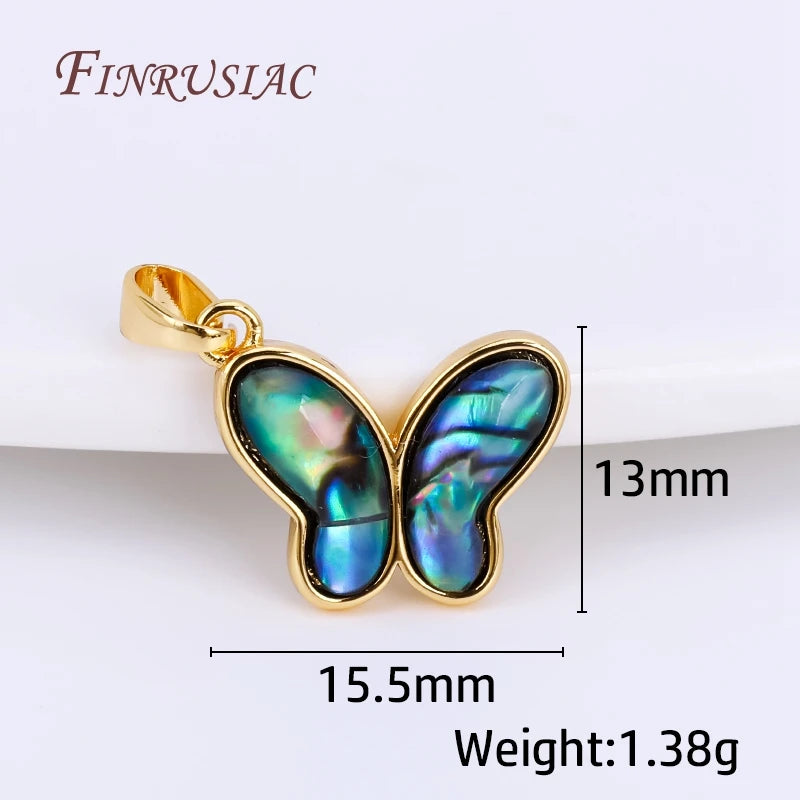 18K Real Plated Abalone Shell Butterfly Charms Pendant