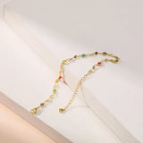 18K Plated Birthstone Zircon Crystal Anklet Evil Eye Heart Jewelry Gift