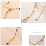 18K Plated Birthstone Zircon Crystal Anklet Evil Eye Heart Jewelry Gift