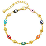 18K Plated Birthstone Zircon Crystal Anklet Evil Eye Heart Jewelry Gift