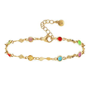 18K Plated Birthstone Zircon Crystal Anklet Evil Eye Heart Jewelry Gift