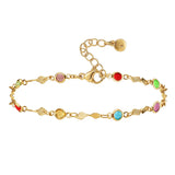 18K Plated Birthstone Zircon Crystal Anklet Evil Eye Heart Jewelry Gift