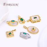 18K Plated Emerald Zircon Geometry Pendant for Necklace Making