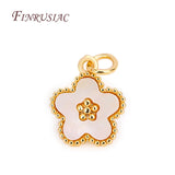 18K Plated Flowers Pendants Natural Shell Charms