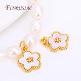 18K Plated Flowers Pendants Natural Shell Charms