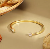 18K Plated CZ Dainty Cuff Bracelet for Women