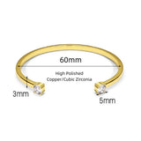 18K Plated CZ Dainty Cuff Bracelet for Women