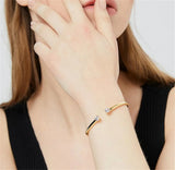 18K Plated CZ Dainty Cuff Bracelet for Women