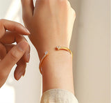 18K Plated CZ Dainty Cuff Bracelet for Women