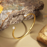 18K Plated CZ Dainty Cuff Bracelet for Women