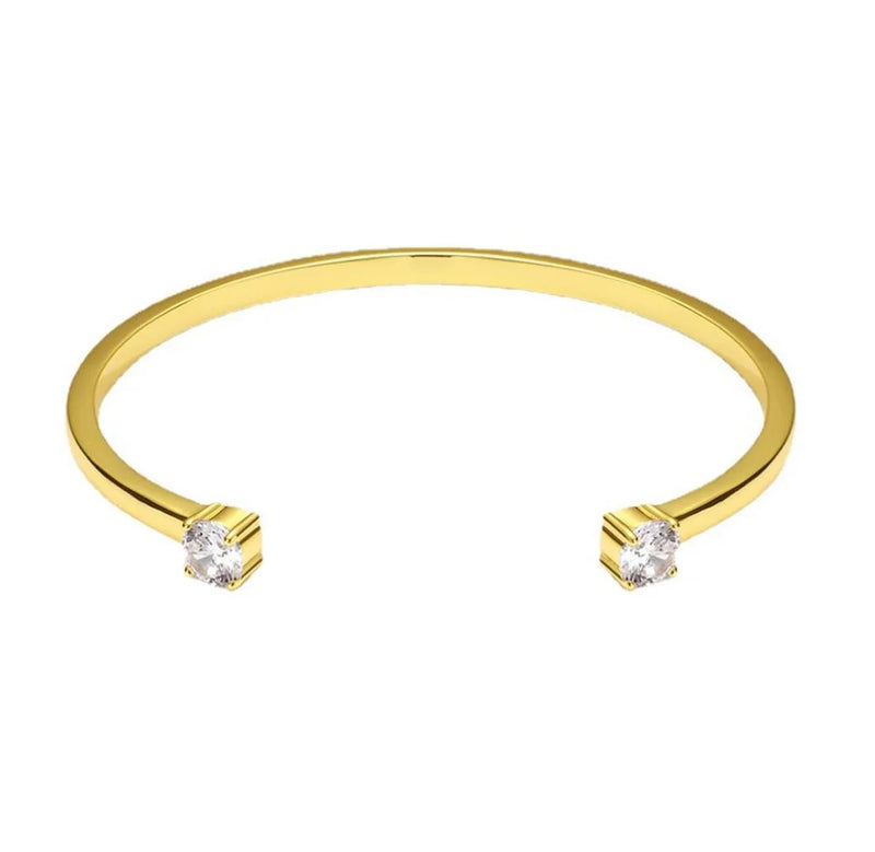 18K Plated CZ Dainty Cuff Bracelet for Women