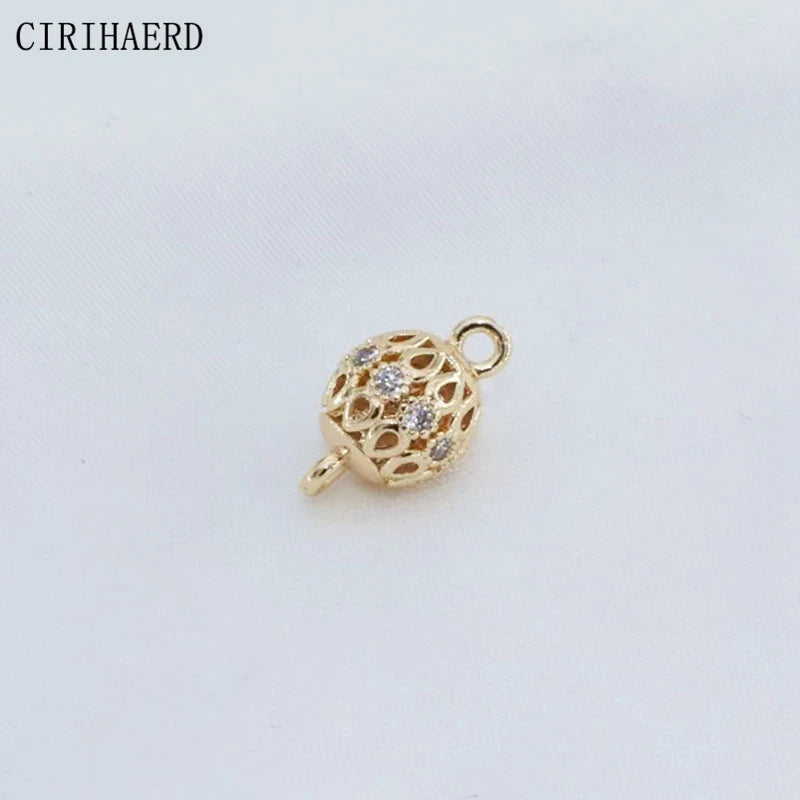 18K Plated Zircon Round Jewelry Connectors DIY Accessories