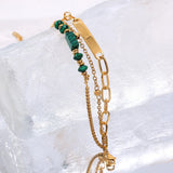 18K Gold Plated Stone Bracelet for Women - Stylish Wrist Jewelry