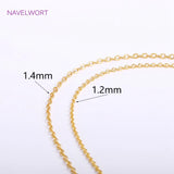 18K Real Plated O Chain Necklace, Brass 1.2/1.4mm, Lobster Clasp, Jewelry Making