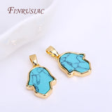 18K Plated Turquoise Hamsa Charms Pendant Necklace Making