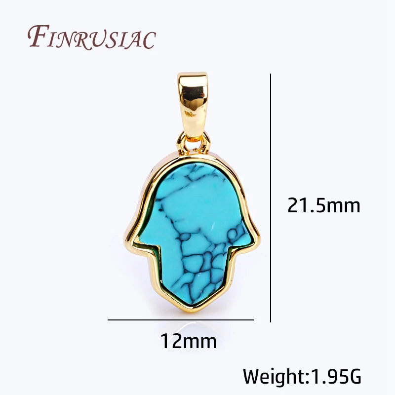 18K Plated Turquoise Hamsa Charms Pendant Necklace Making