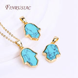 18K Plated Turquoise Hamsa Charms Pendant Necklace Making