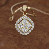 18K Rose 2ct Diamond Pendant Square Chalcedony Necklace