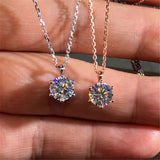 Lab Diamond Pendant 2ct Rose 925 Silver Necklace Women Jewelry