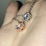 Lab Diamond Pendant 2ct Rose 925 Silver Necklace Women Jewelry