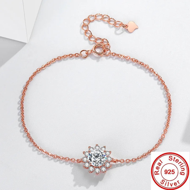 18K Rose Charm Diamond Bracelet for Women