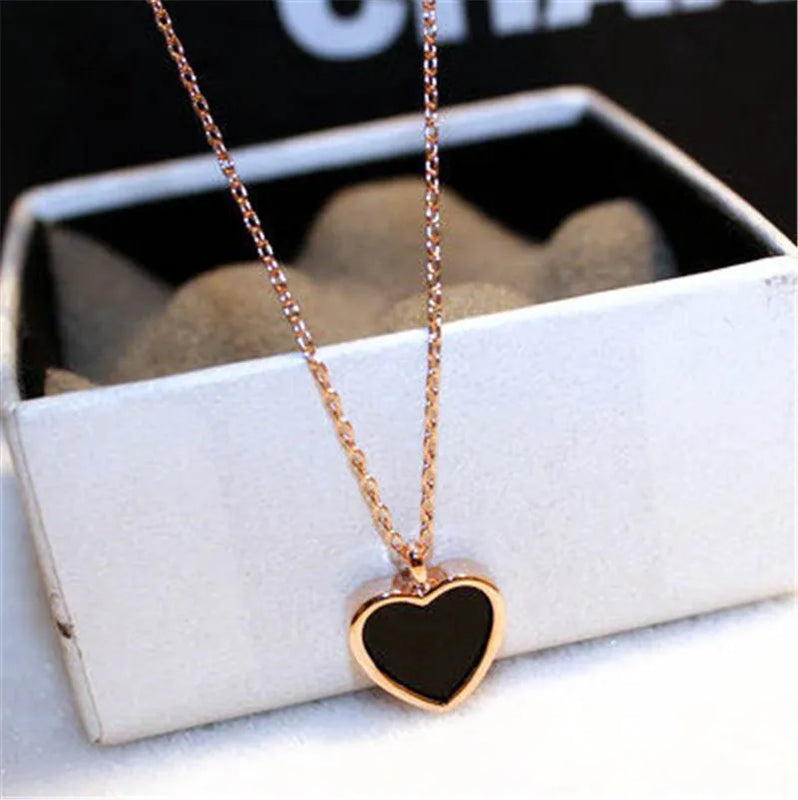 18K Rose Heart Pendant 925 Silver Charm Necklace for Women