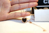 18K Rose Heart Pendant 925 Silver Charm Necklace for Women