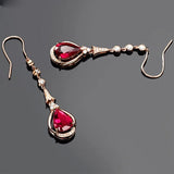 18K Rose Ruby Drop Earrings for Women Delicate Wedding Fine Jewelry