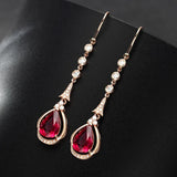 18K Rose Ruby Drop Earrings for Women Delicate Wedding Fine Jewelry