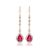 18K Rose Ruby Drop Earrings for Women Delicate Wedding Fine Jewelry