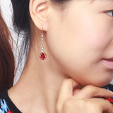 18K Rose Ruby Drop Earrings for Women Delicate Wedding Fine Jewelry