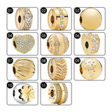 18K Shine Clip Charms Beads For Bracelets Women Path Love Heart Arc Seeds
