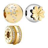 18K Shine Clip Charms Beads For Bracelets Women Path Love Heart Arc Seeds