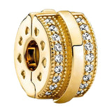 18K Shine Clip Charms Beads For Bracelets Women Path Love Heart Arc Seeds