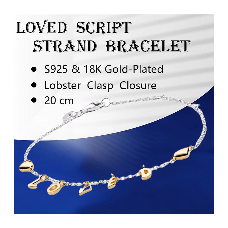 925 Silver Heart Wrist Strand Bracelet, Lobster Clasp