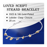 925 Silver Heart Wrist Strand Bracelet, Lobster Clasp
