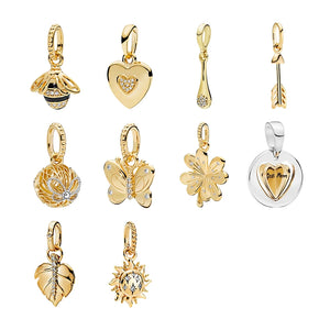 18K Shine Necklaces Pendants Women Bee Heart Arrow Clover Sun Charms Jewelry
