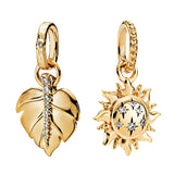 18K Shine Necklaces Pendants Women Bee Heart Arrow Clover Sun Charms Jewelry