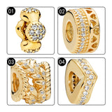 18K Shine Spacer Charms Beads For Bracelets Love Hearts Swirls DIY Jewelry