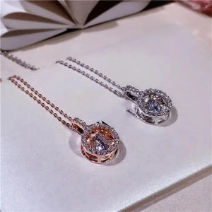 18K Sterling Rose Diamond Pendant Necklace Christmas Gemstone Fine Jewelry