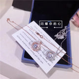 18K Sterling Rose Diamond Pendant Necklace Christmas Gemstone Fine Jewelry