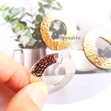 18K Copper Chip Embossed Elliptical Diy Earrings 6 Pieces