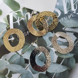 18K Copper Chip Embossed Elliptical Diy Earrings 6 Pieces