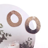18K Copper Chip Embossed Elliptical Diy Earrings 6 Pieces