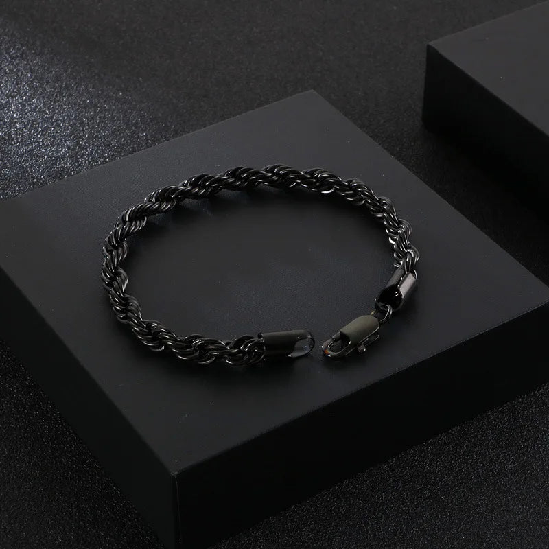 18K Twist Chain Rope Bracelet for Women Vintage Jewelry