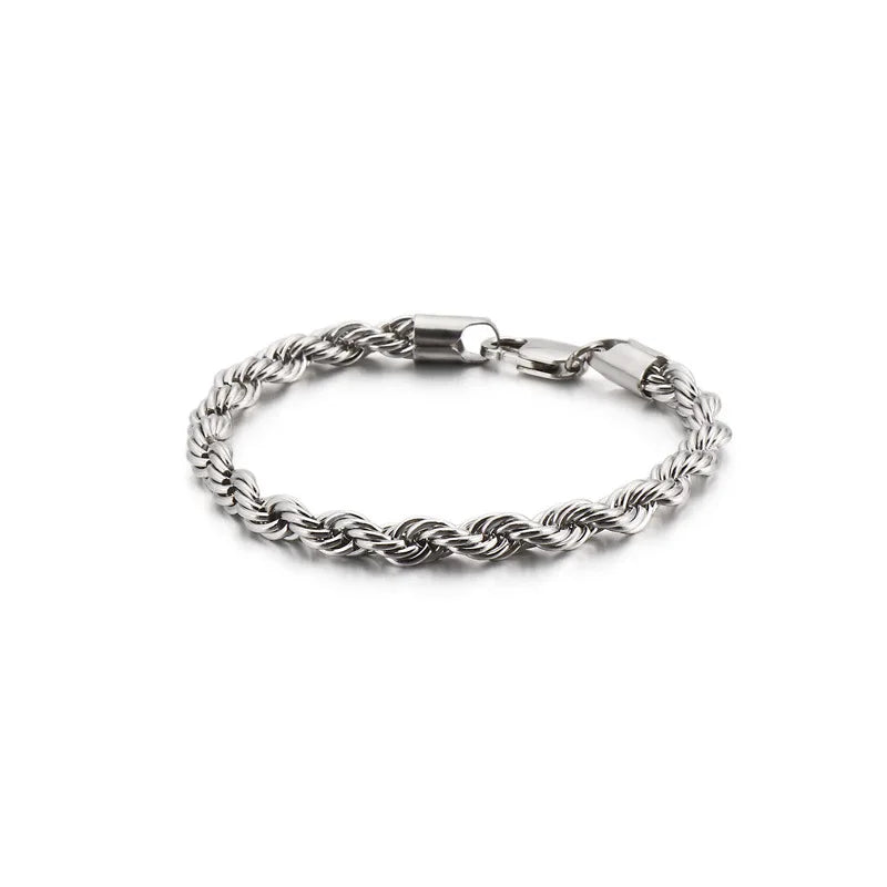 18K Twist Chain Rope Bracelet for Women Vintage Jewelry