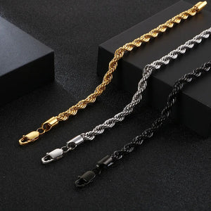 18K Twist Chain Rope Bracelet for Women Vintage Jewelry