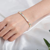 18K Women's S925 Silver Plated Bracelet with Colored Zirconia