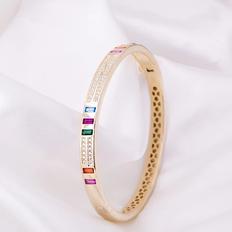 18K Women's S925 Silver Plated Bracelet with Colored Zirconia