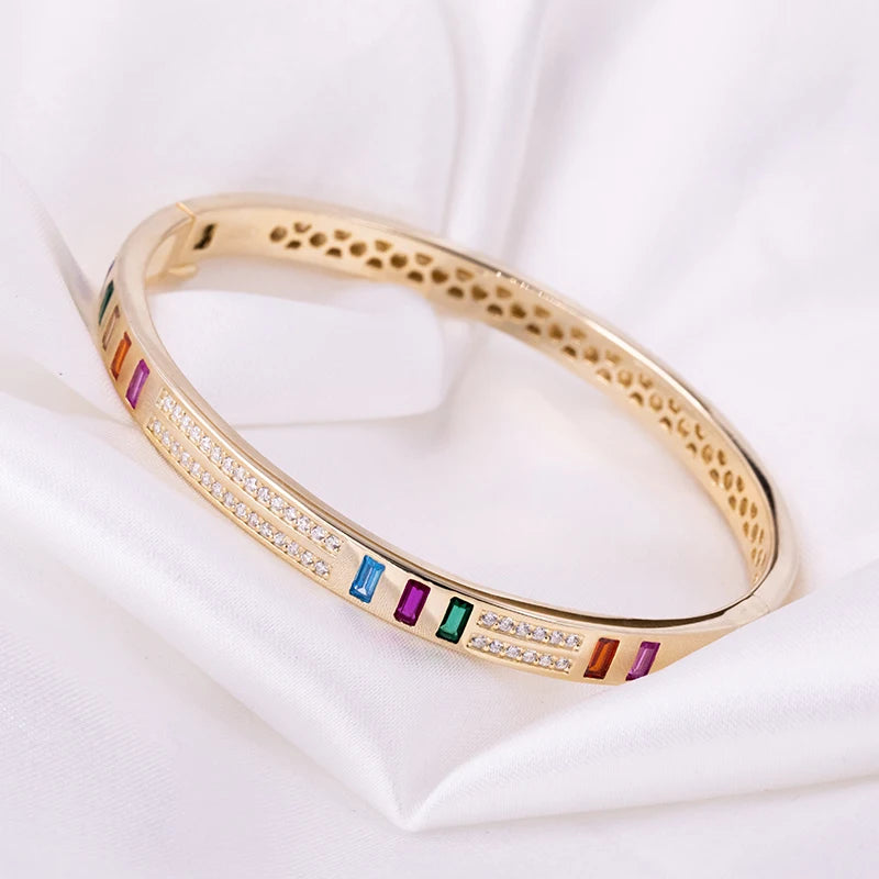 18K Women's S925 Silver Plated Bracelet with Colored Zirconia